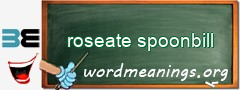 WordMeaning blackboard for roseate spoonbill